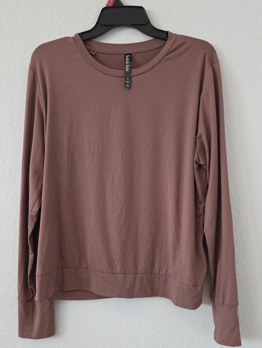 Women's Dusty Mauve Pink Crew Neck Long Sleeve Shirt Layer Comfort Travel Large